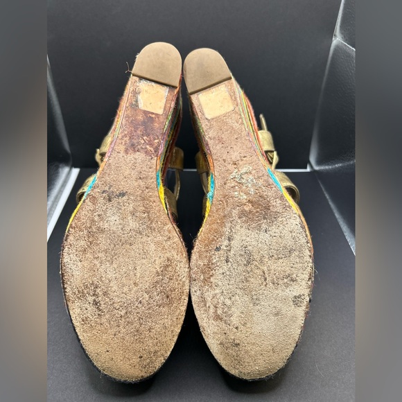 Kate Spade Lindsay Rainbow Wedge Gold Espadrille Sandal - Picture 6 of 7